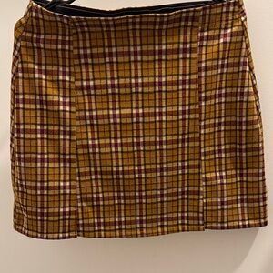 Arizona Jean Company Yellow, Burgundy, and Brown Plaid Mini Skirt